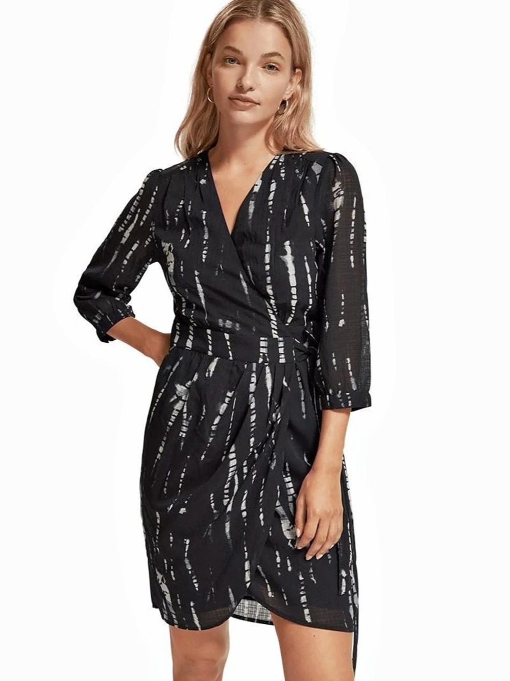 Scotch & Soda Women's Abstract Wrap Mini Dress in Black & White